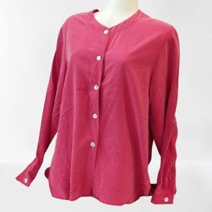 Preston & York Long-Sleeve Red Silk Button-Down Blouse - Size Small